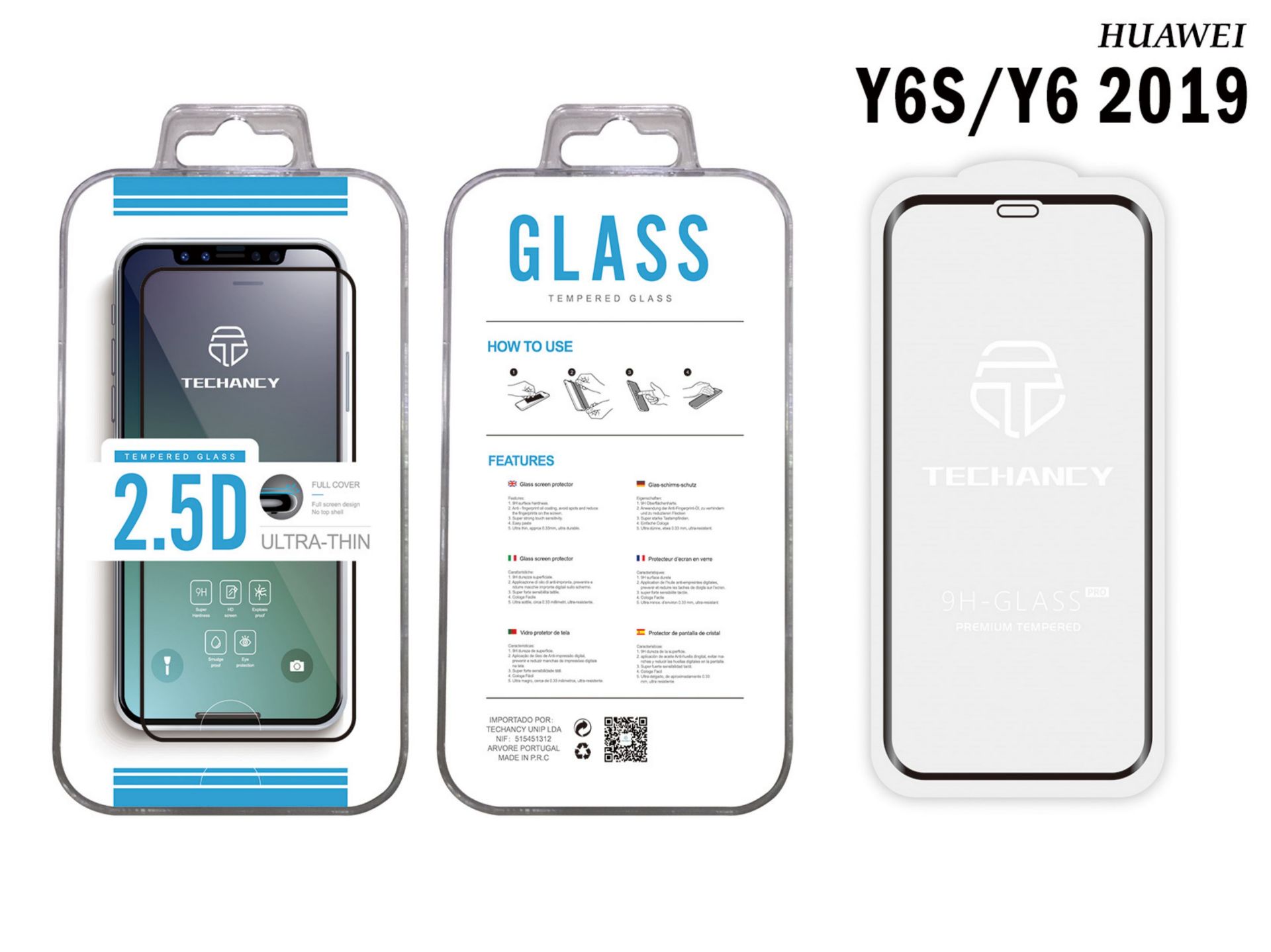 Vidrio templado Pelicura Huawei Y6S/Y6 20192.5D negro cubierto Vidrio templado Pelicura Huawei Y6S/Y6 20192.5D negro cubierto