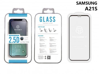 Verre tremp Samsung A21S 2.5D Couverture complte Noir