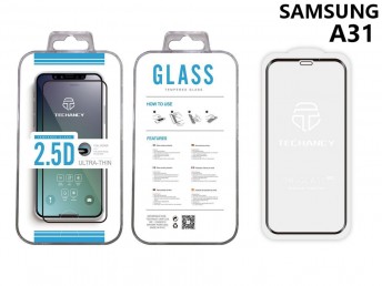 Vidrio templado Samsung A31 2.5D negro cubierto