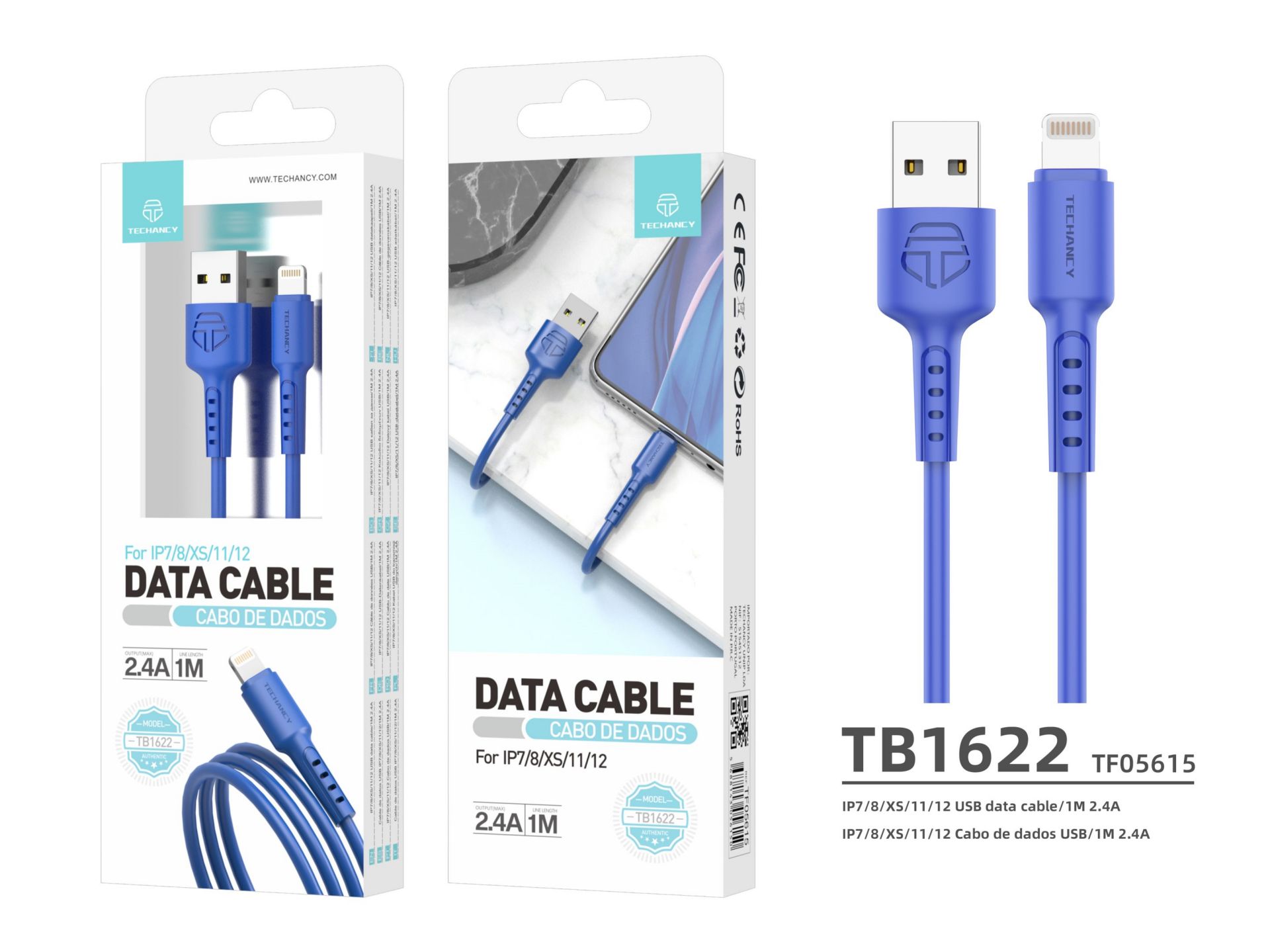 USB-Kabel für IP 6/7/8 / X / Xs 2A 1M Blau USB-Kabel für IP 6/7/8 / X / Xs 2A 1M Blau