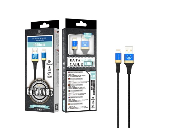 Cabo Usb Para Ip 6/7/8 / X / Xs 2A 3M Dourado+Azul