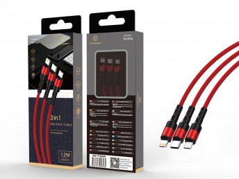 Usb Cable 3In1 2A 1.2M Red
