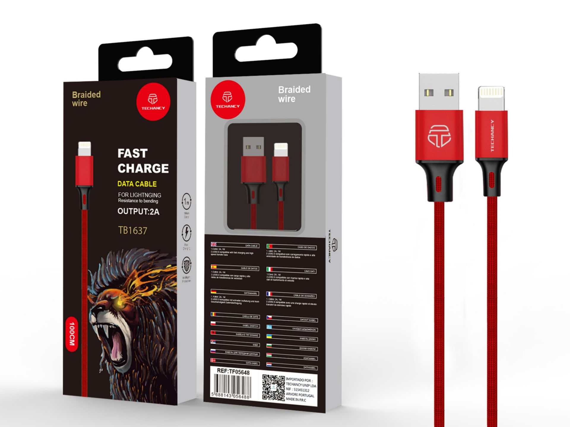 Cable Usb rojo Ip 6/7/8/X/Xs 2A 1M Cable Usb rojo Ip 6/7/8/X/Xs 2A 1M