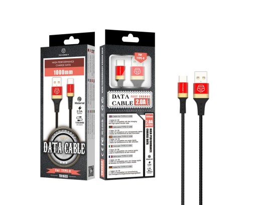 Lnea USB C 2A 1M oro + rojo