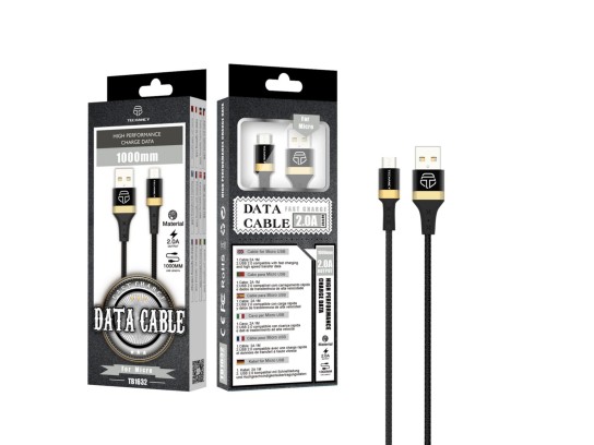 Micro Usb Cable 2A 1M Gold+Black