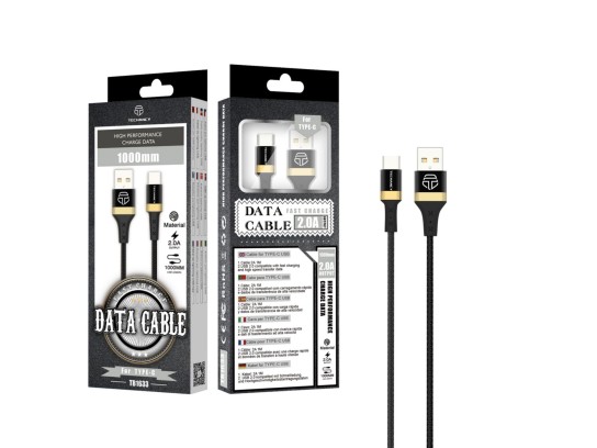 Cabo Usb-Type C 2A 1M Dourado+Preto