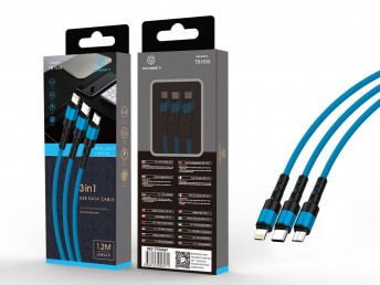 USB-Kabel 3 In1 2A 1,2 M Blau