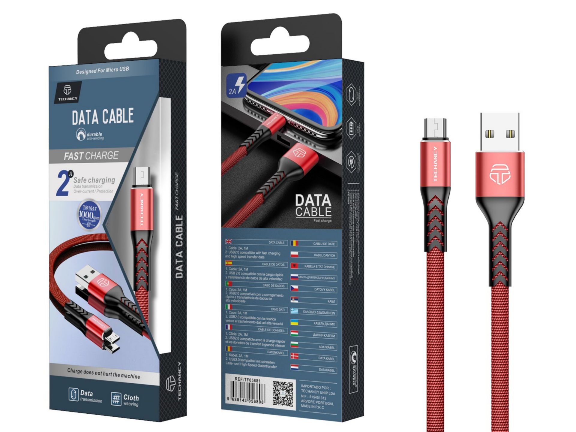 Micro Usb Cable 2A 1M Red