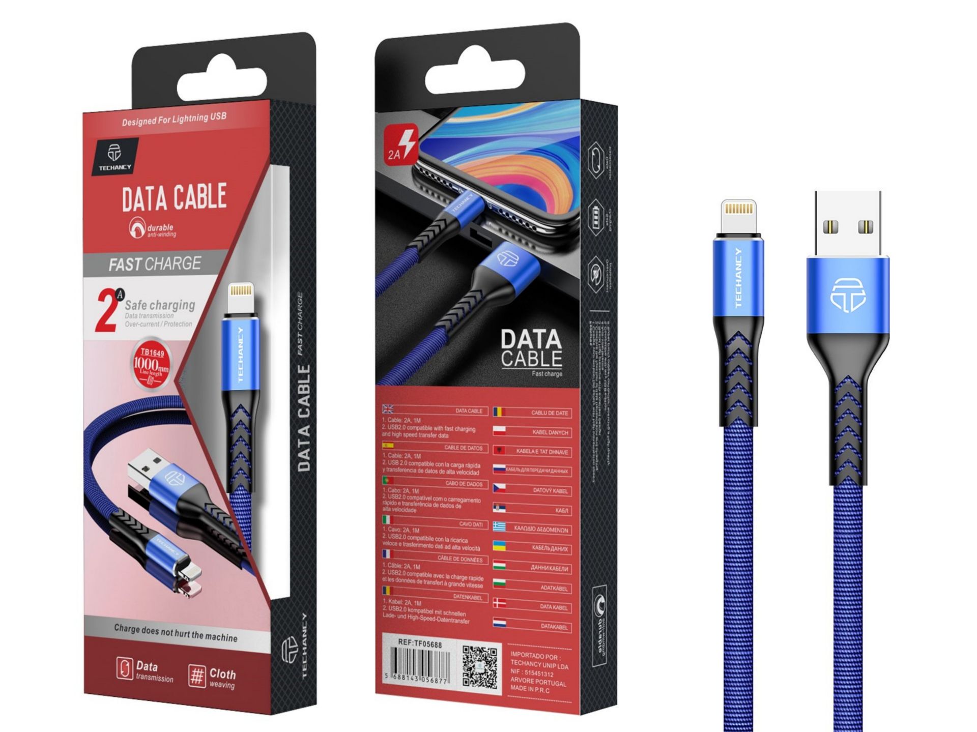 USB-Kabel für IP 6/7/8 / X / Xs 2A 1M Blau USB-Kabel für IP 6/7/8 / X / Xs 2A 1M Blau