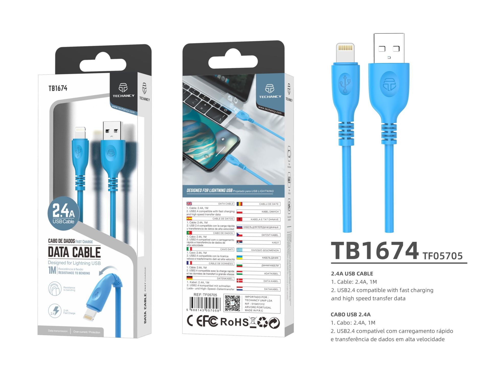 Datenkabel Ip 1M 2.4A Blau Hohe Qualität Datenkabel Ip 1M 2.4A Blau Hohe Qualität