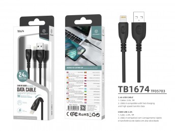 Data Cable IP 1M 2.4A Black High Quality