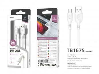 Data Cable Micro Usb 1M 2.4A White High Quality