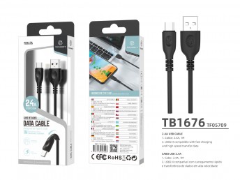 Data Cable Type-C 1M 2.4A Black High Quality