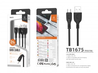 Data Cable Micro Usb 1M 2.4A Black High Quality