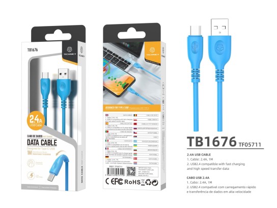 Datenkabel Typ-C 1M 2.4A Blau Hohe Qualitt