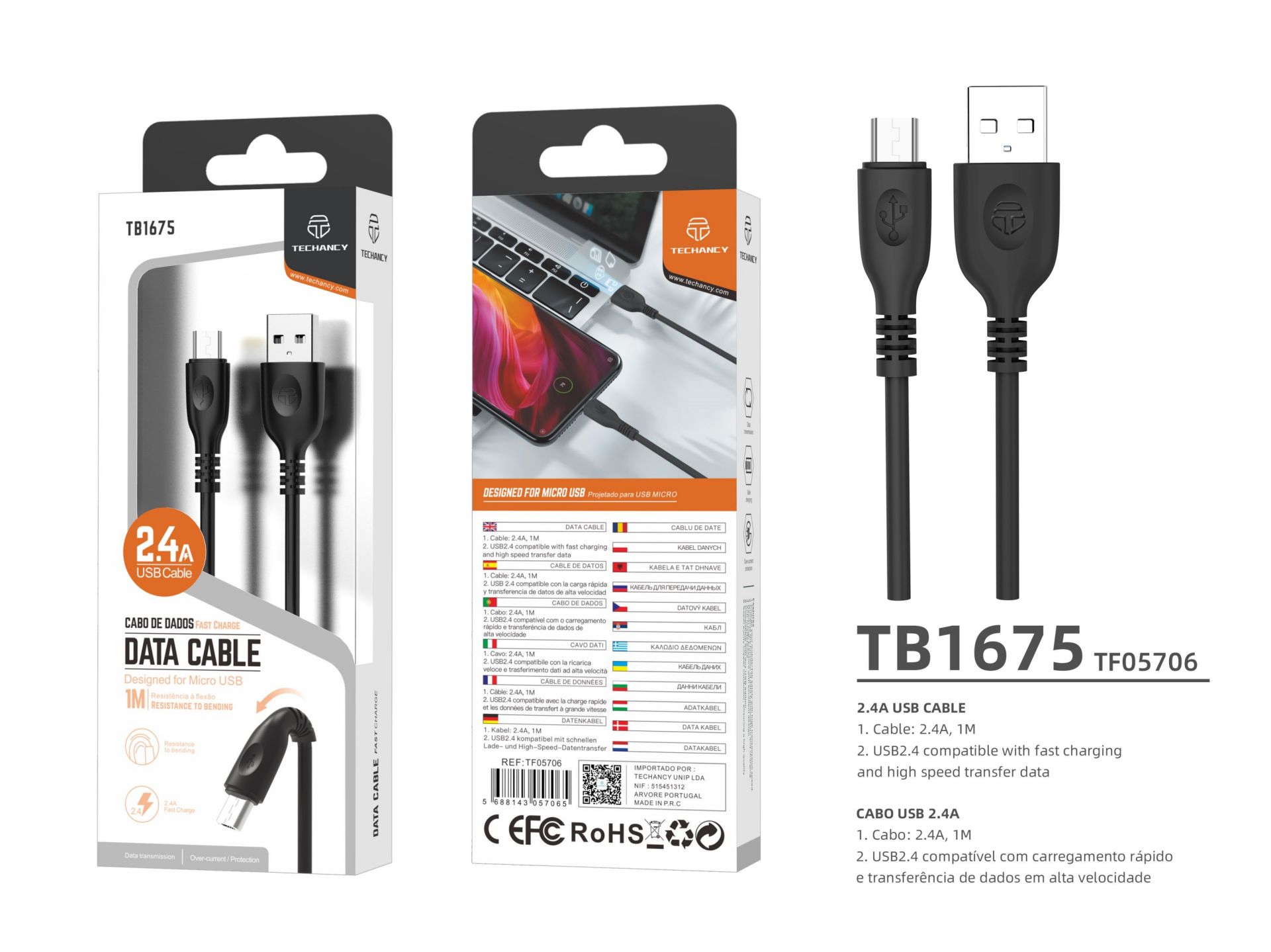 Data Cable Micro Usb 1M 2.4A Black High Quality Data Cable Micro Usb 1M 2.4A Black High Quality