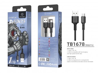 Micro USB Cble 2,4 A 1M Noir
