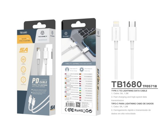 Data Cable Super Fast Charger Type-C To IP 1.2M 18W White