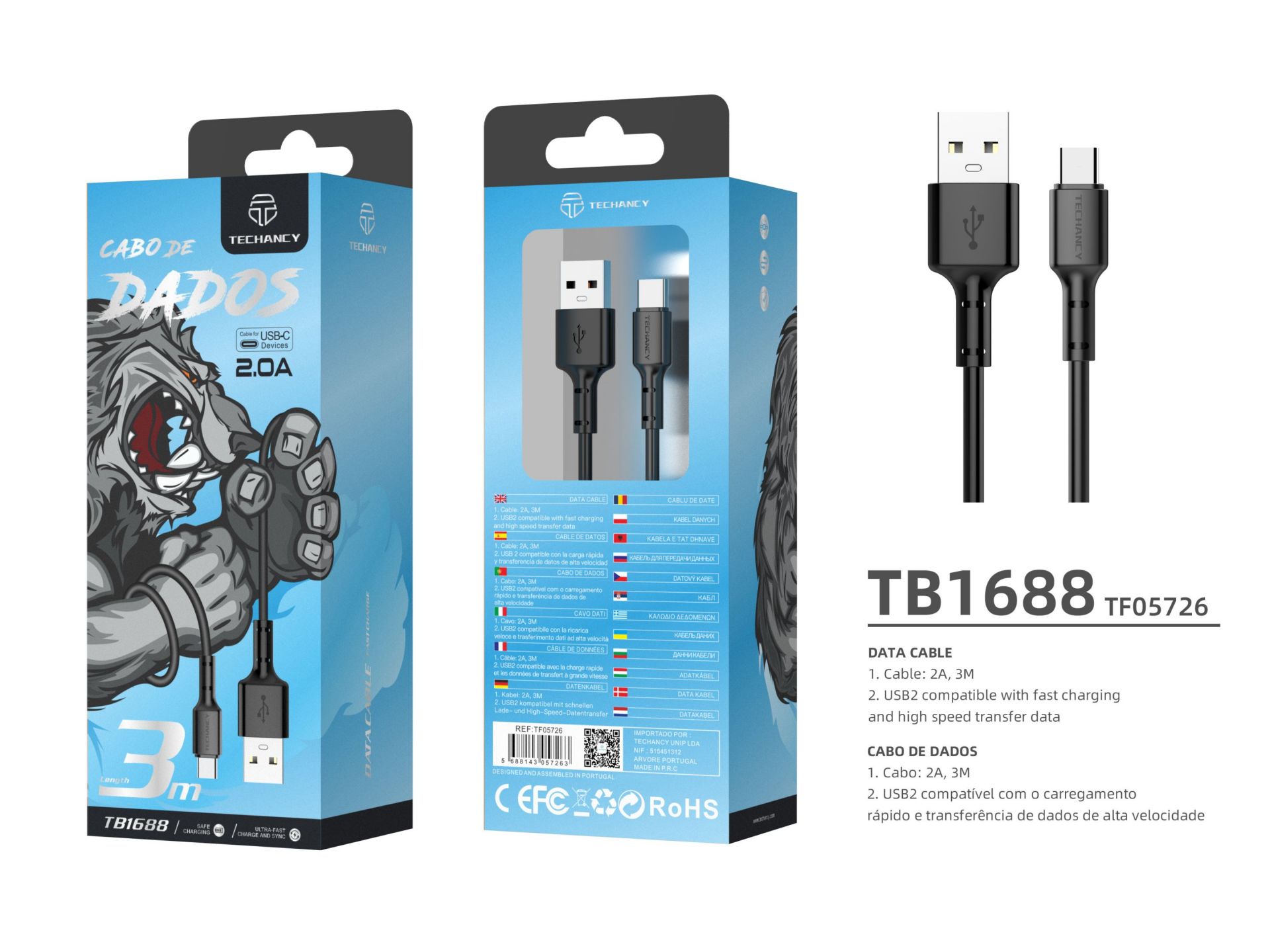Cable Usb C3M2A negro Cable Usb C3M2A negro