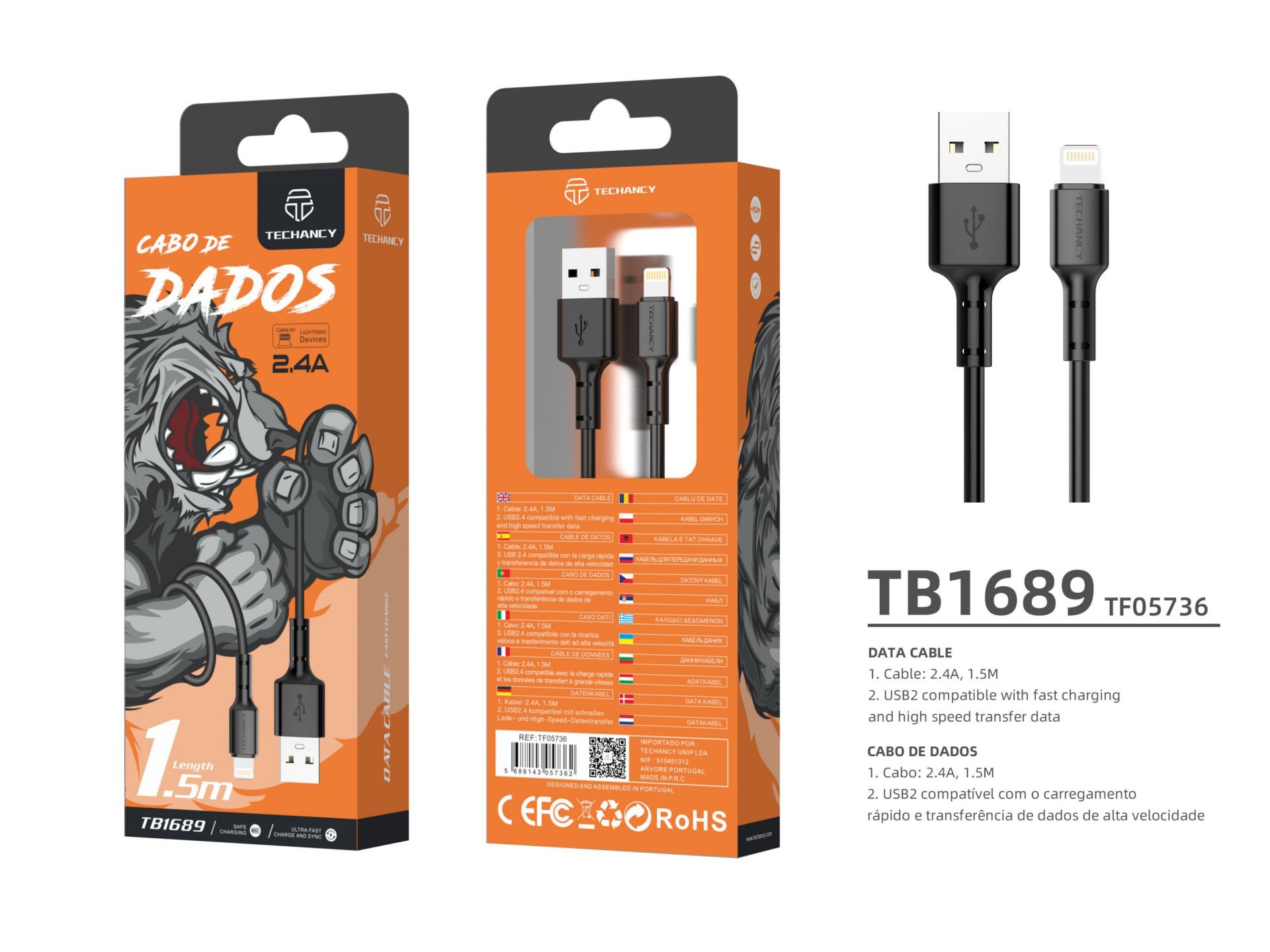 Usb Cable For IP 7/8/Xs/11 2.4A 1.5M Black Usb Cable For IP 7/8/Xs/11 2.4A 1.5M Black