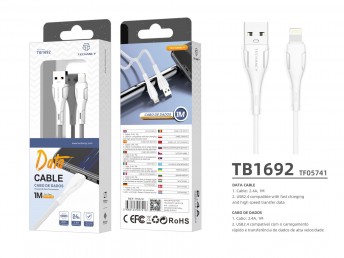 Cble USB pour IP 7/8/Xs/11/12 1M 2,4 A blanc