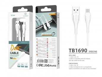 Micro USB Cble 1M 2.4A Blanc
