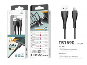 Micro USB Cble 1M 2.4A Noir