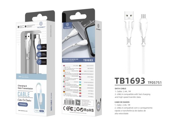 Cavo Micro Usb 1M 2.4A Bianco