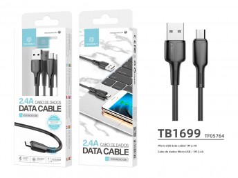 Pvc Data Cable 1M Micro Usb Black 2.4A