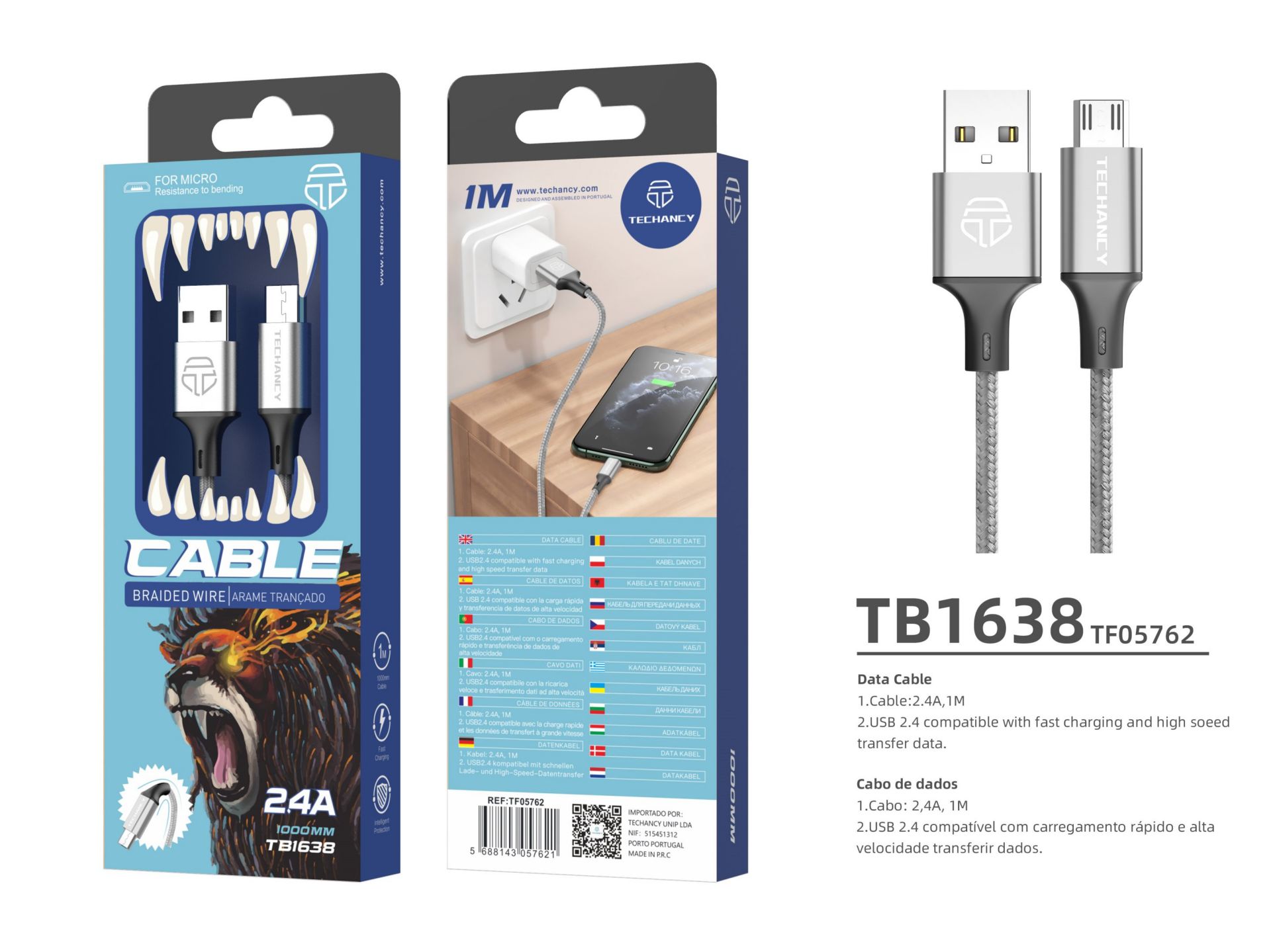 Micro Usb Cable 2.4A 1M Gray Micro Usb Cable 2.4A 1M Gray