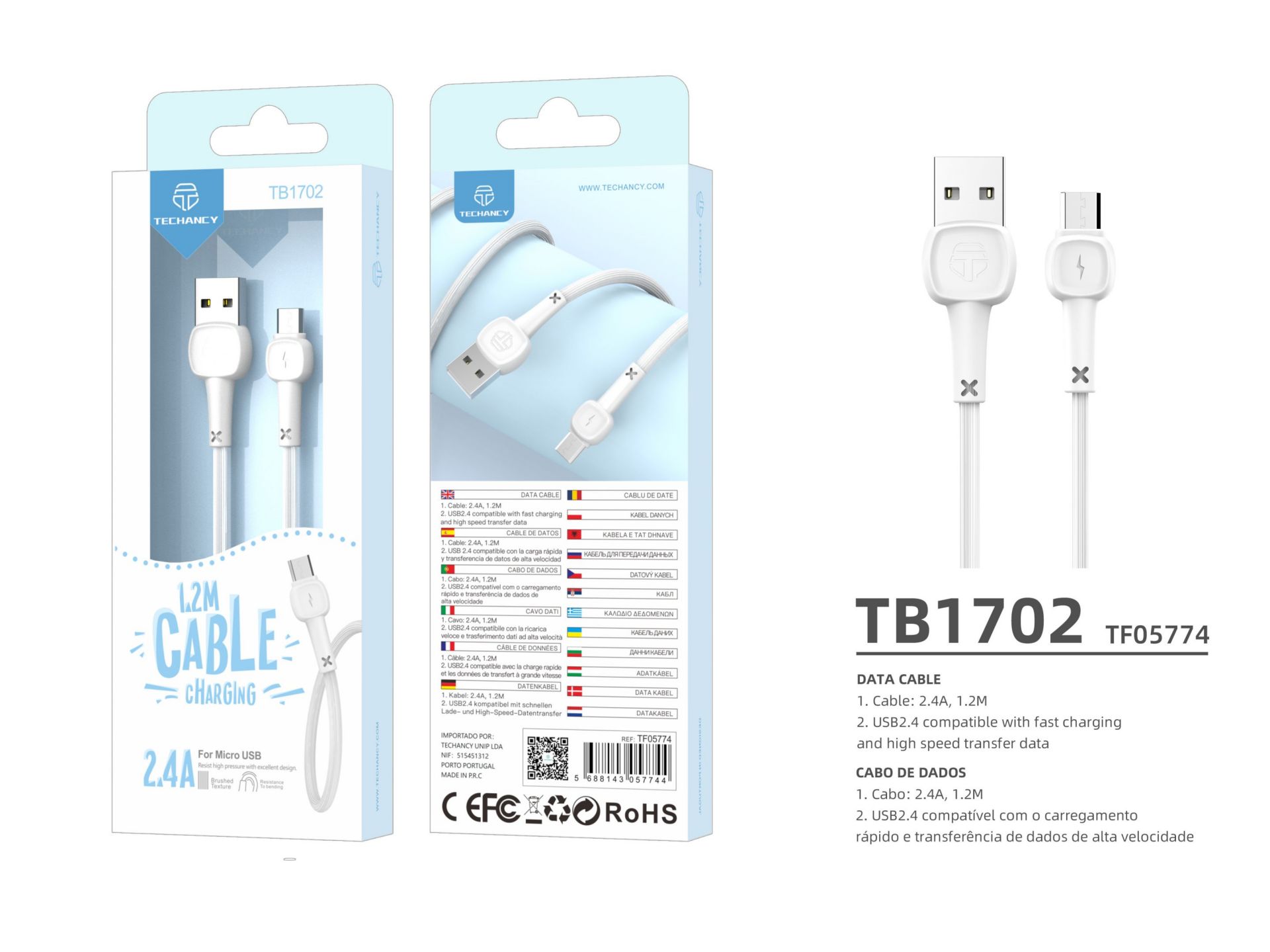 Micro Usb Macaron Data Cable Pvc 1.2M White 2.4A Micro Usb Macaron Data Cable Pvc 1.2M White 2.4A