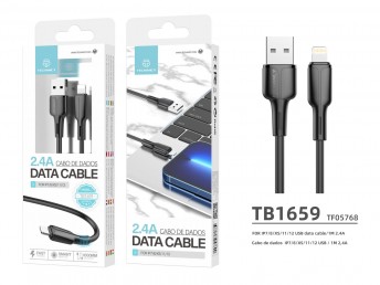 Pvc Data Cable 1M Lightning Black 2.4A