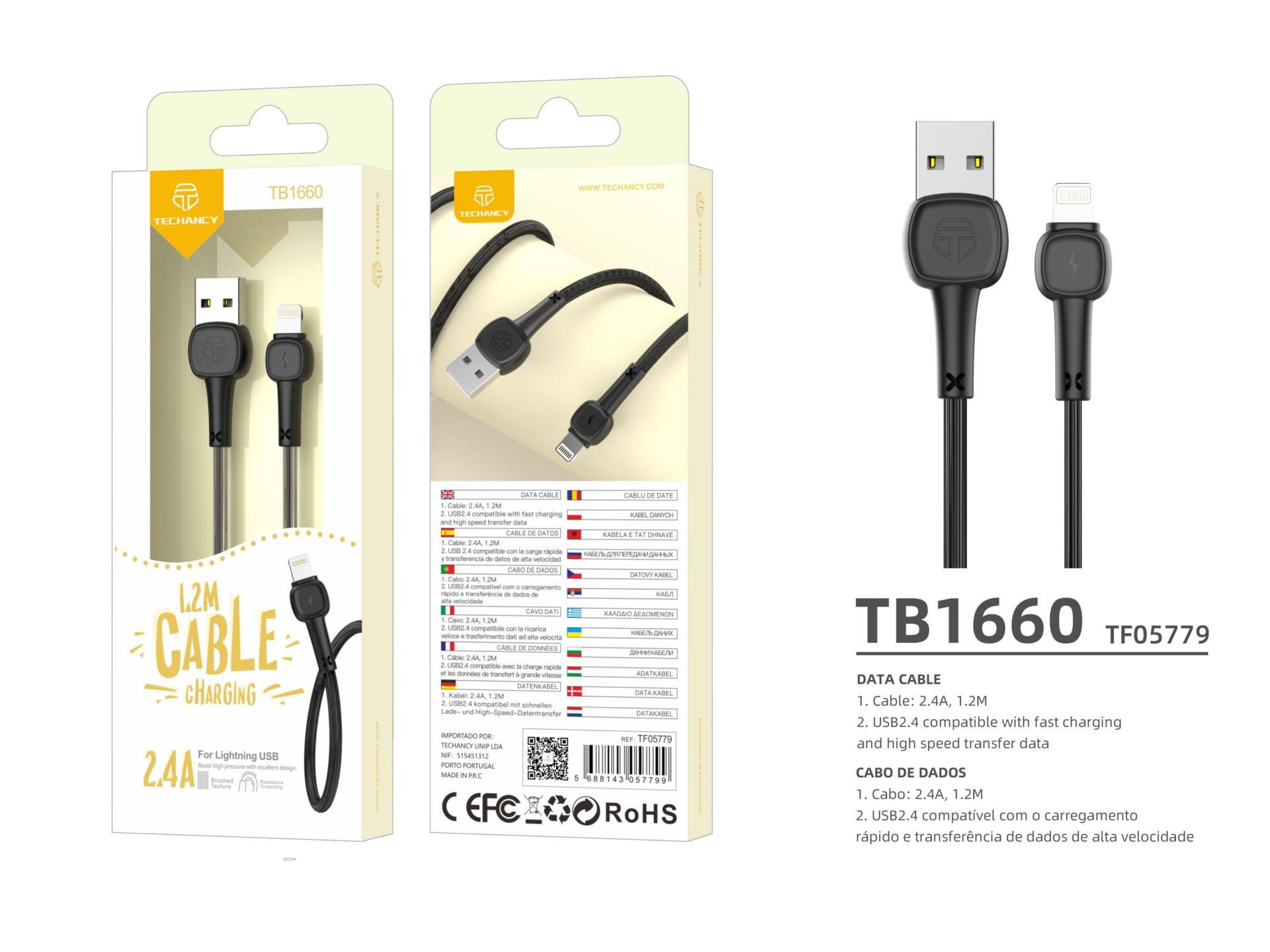 Lightning Macaron Datenkabel 1,2 M Schwarz 2,4 A PVC Lightning Macaron Datenkabel 1,2 M Schwarz 2,4 A PVC