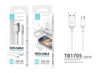Data Cable In Pvc 1M Micro Usb White 2.4A