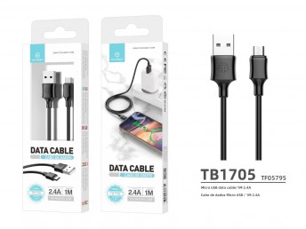 Data Cable In Pvc 1M Micro Usb Black 2.4A