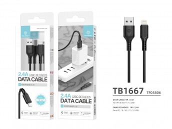 Data Cable Pvc 1M Lightning 2.4A Black