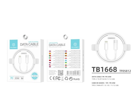 Data Cable Type-C To IP 20W 1M White