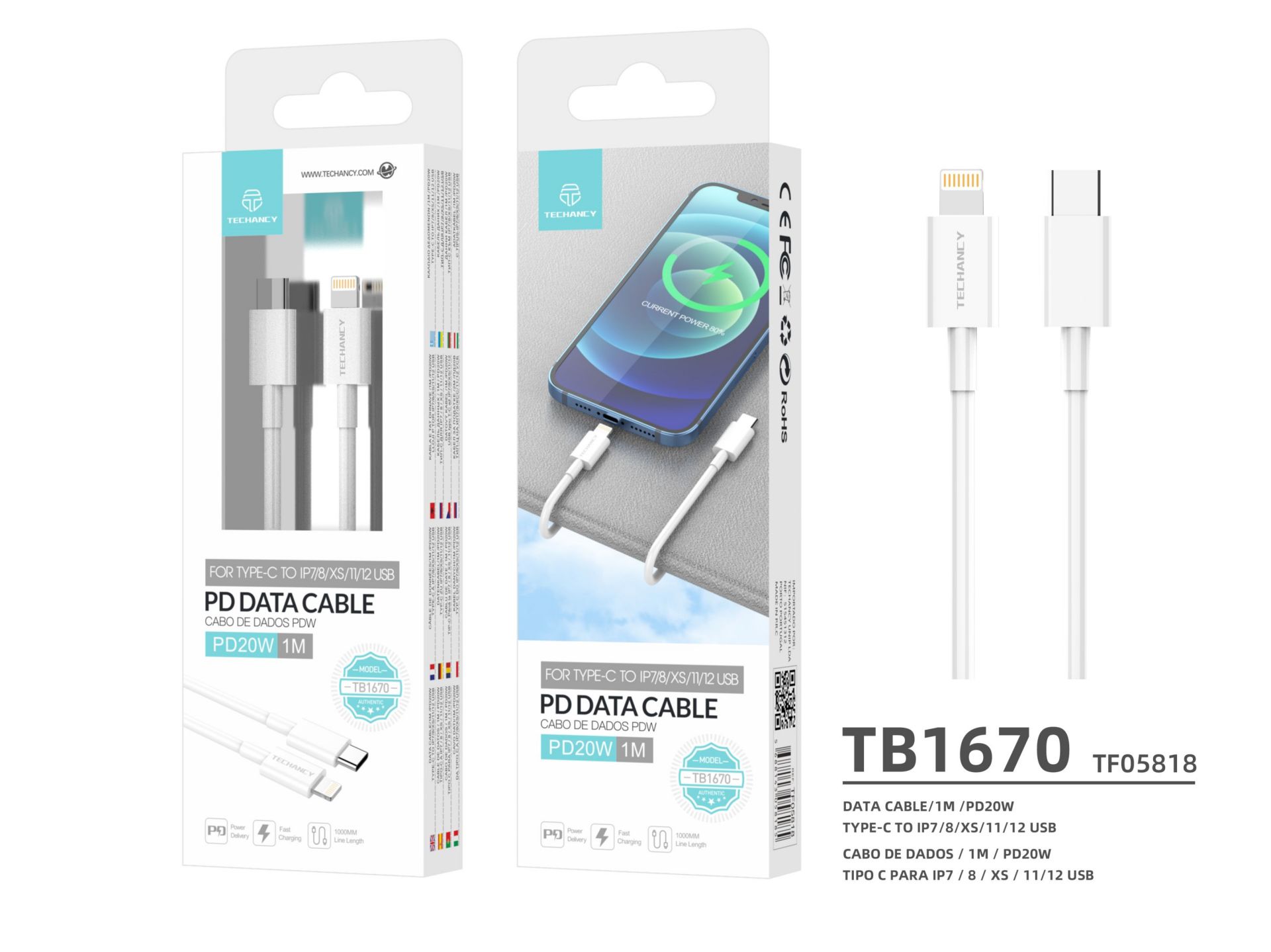 Datenkabel Typ C bis Lightning Pd 1M Weiß Datenkabel Typ C bis Lightning Pd 1M Weiß