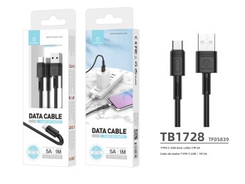 Jt Macaron Data Cable 5A Type-C 1M Black
