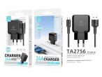 Charger With Micro Usb Cable 2.4A 1M 2Usb Black Charger With Micro Usb Cable 2.4A 1M 2Usb Black
