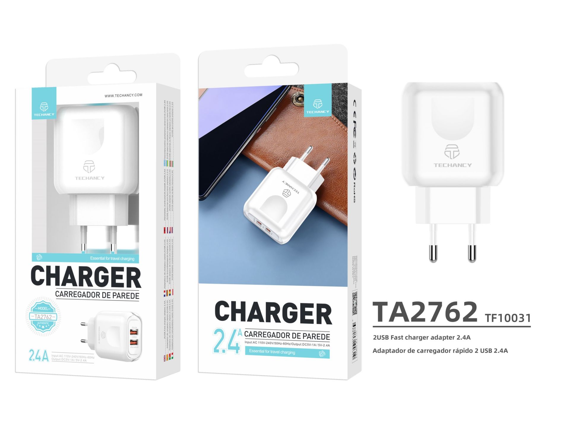 Chargeur 2.4A 2Usb blanc Chargeur 2.4A 2Usb blanc