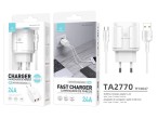 Ladegerät mit Kabel USB-Typ C 2.4A 1M 2Usb Weiß Ladegerät mit Kabel USB-Typ C 2.4A 1M 2Usb Weiß