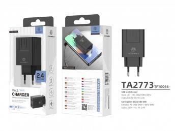 Caricabatterie 2Usb 2.4A Nero