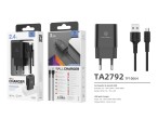 Carregador Com Cabo Para Micro Usb 2.4A 2Usb 1M Preto Carregador Com Cabo Para Micro Usb 2.4A 2Usb 1M Preto