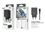 Ladegerät mit Kabel für Typ C 2.4A 2Usb 1M Schwarz Ladegerät mit Kabel für Typ C 2.4A 2Usb 1M Schwarz