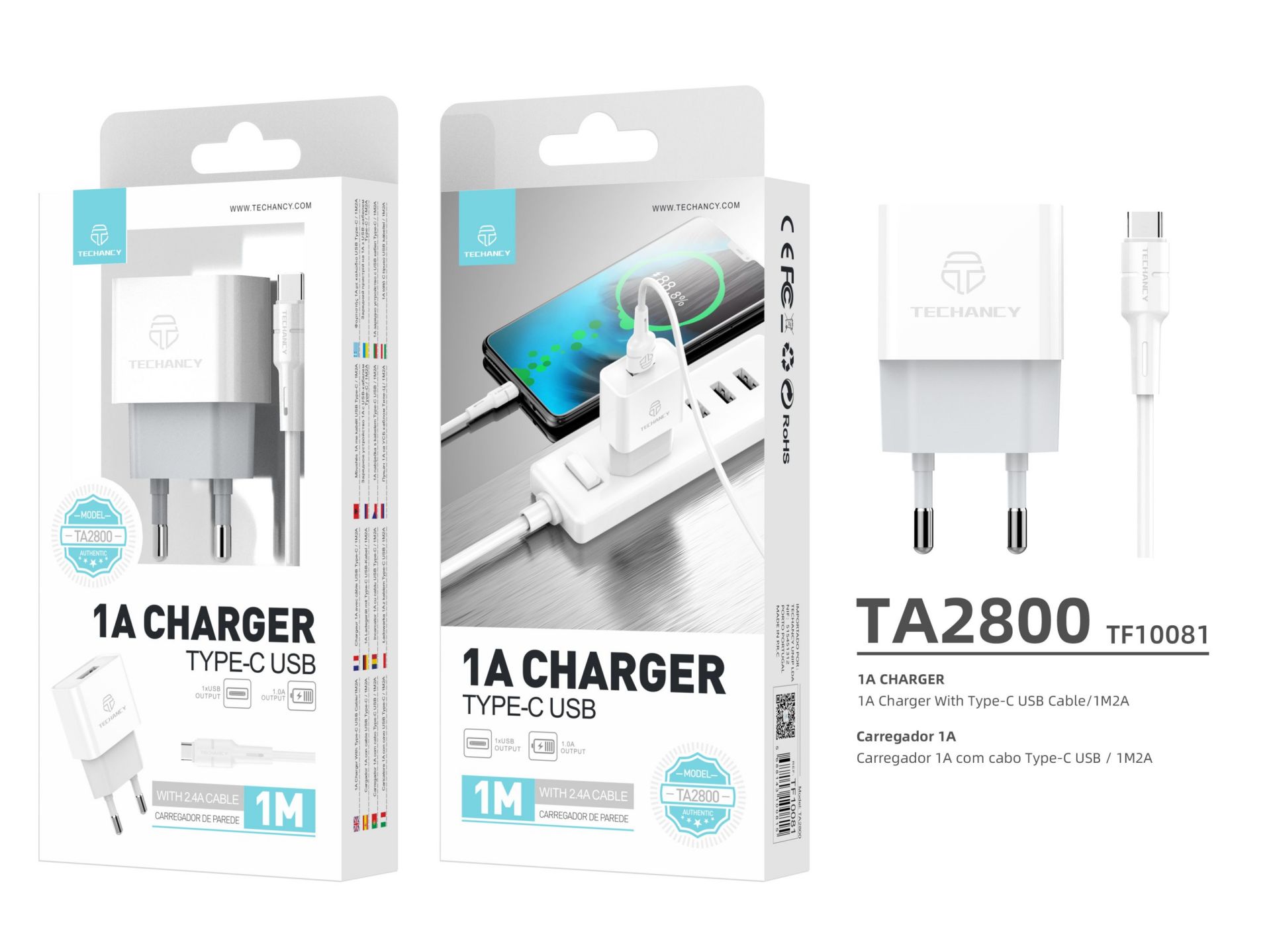 Cargador de cable blanco C1A1M1USB Cargador de cable blanco C1A1M1USB