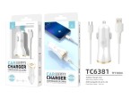 Chargeur de voiture avec câble micro USB 2.4A 1M 2Usb blanc Chargeur de voiture avec câble micro USB 2.4A 1M 2Usb blanc