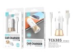 Carregador De Carro Com Cabo Micro Usb 2.4A 1M 2Usb Branco/Dourado Carregador De Carro Com Cabo Micro Usb 2.4A 1M 2Usb Branco/Dourado