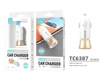 Car Charger 2.4A 2Usb White/Gold