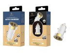 Caricabatterie da auto 2.4A 2Usb Bianco/Oro Caricabatterie da auto 2.4A 2Usb Bianco/Oro